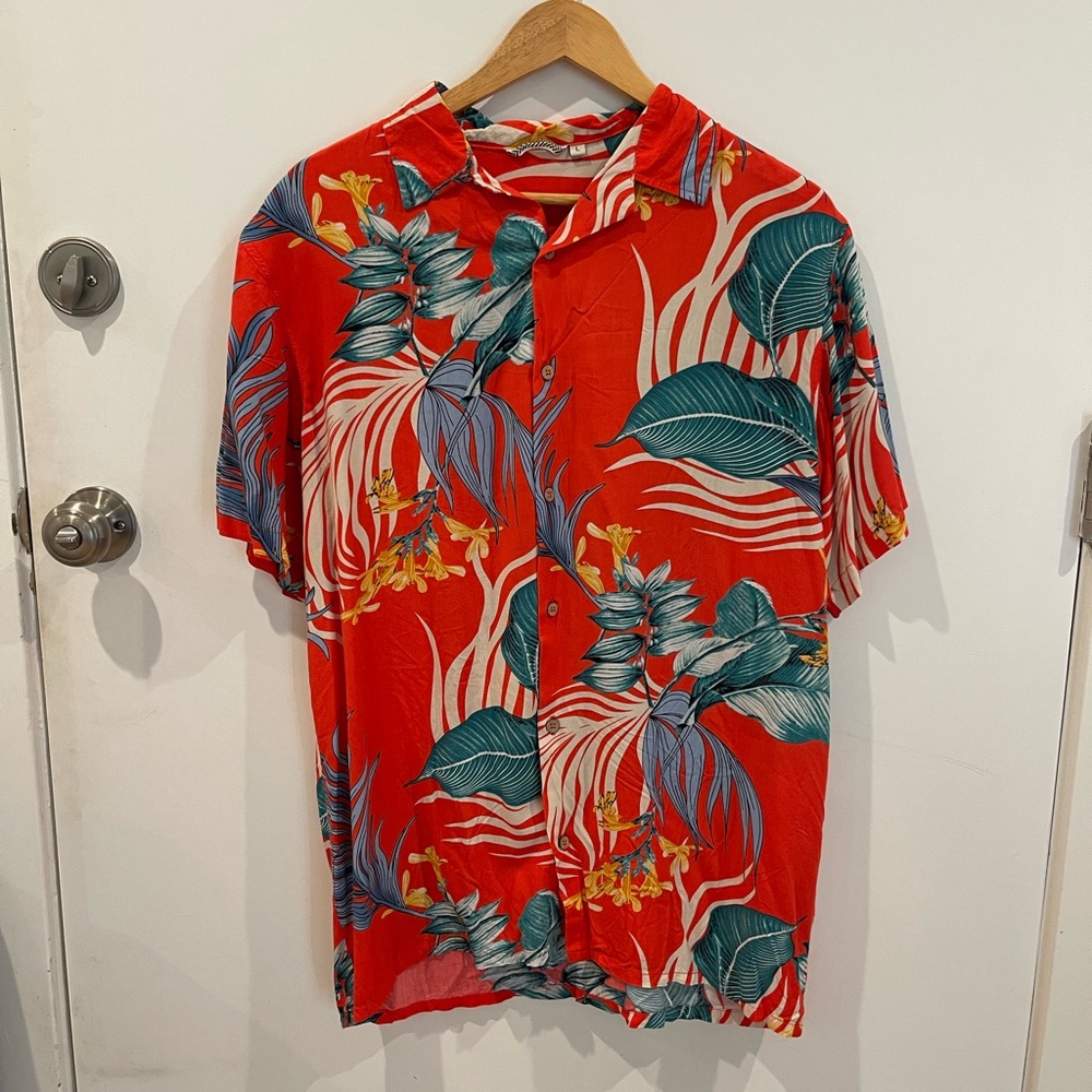 Damipow Hawaiian Shirts for Men, Short Sleeve Aloha Beach
Shirt, Large